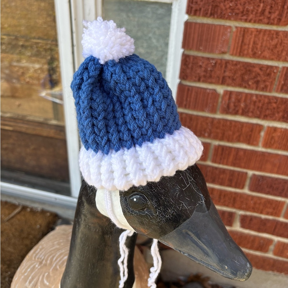 NWOT Blue/White Knitted Porch Goose Hat